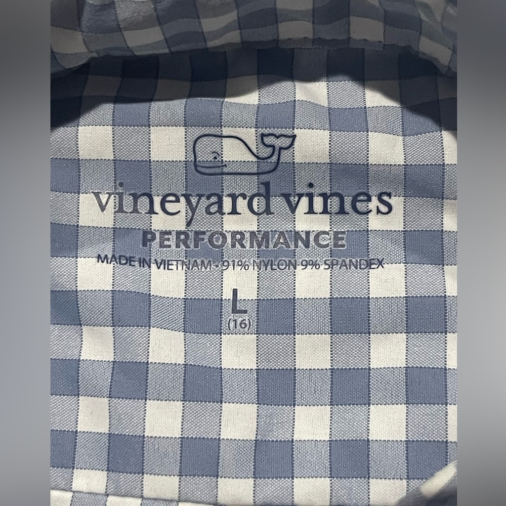 🐳Vineyard Vines Performance Long Sleeve Button Up Whale Shirt Kids Sz L(16) 🐳 - Picture 6 of 7